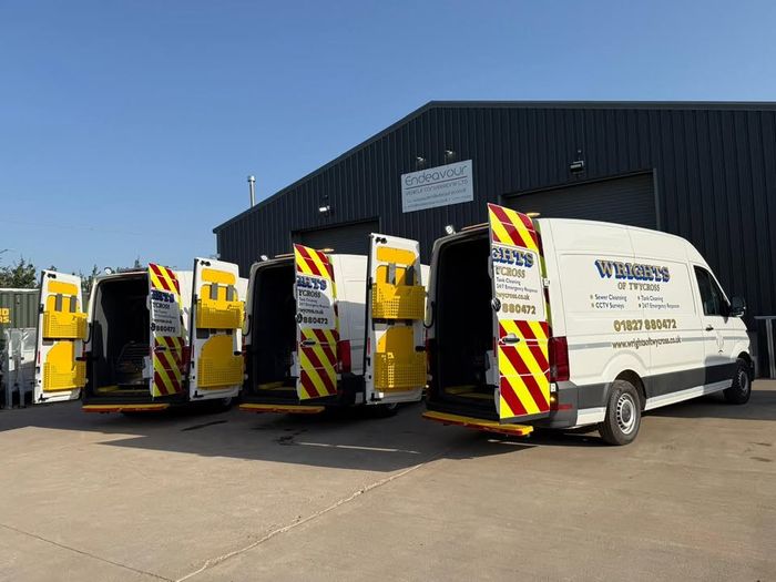 Wrights of Twycross van fleet with rear doors open